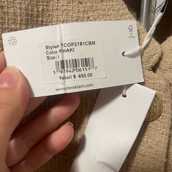 Derek Lam 10 Crosby Tweed Short Sleeve Gold Button Cotton Blend Blazer Jacket - Picture 8 of 9